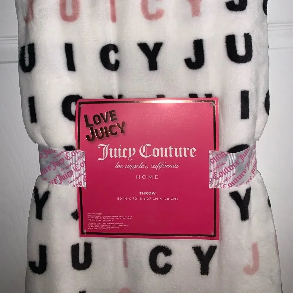 NWT White Juicy Couture Eye Exam Throw Blanket